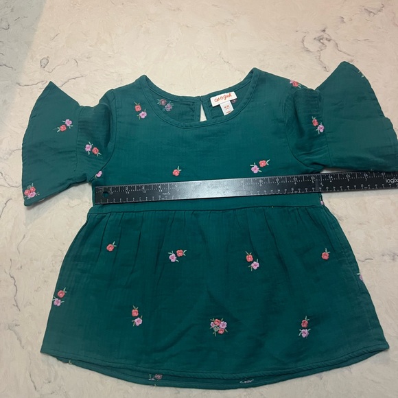 Cat & Jack Green Floral Kids Blouse Sz M - Picture 4 of 6